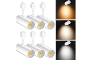OTeedo 6 Pack 20W Track Lighting Heads,LED Dimmable H Type Track Lighting fixtures,3-Color Selectable 3000K-4500K-6000K Track Lights Ceiling Spotlight for Accent Retail Lighting,CRI90+ 2000lm White