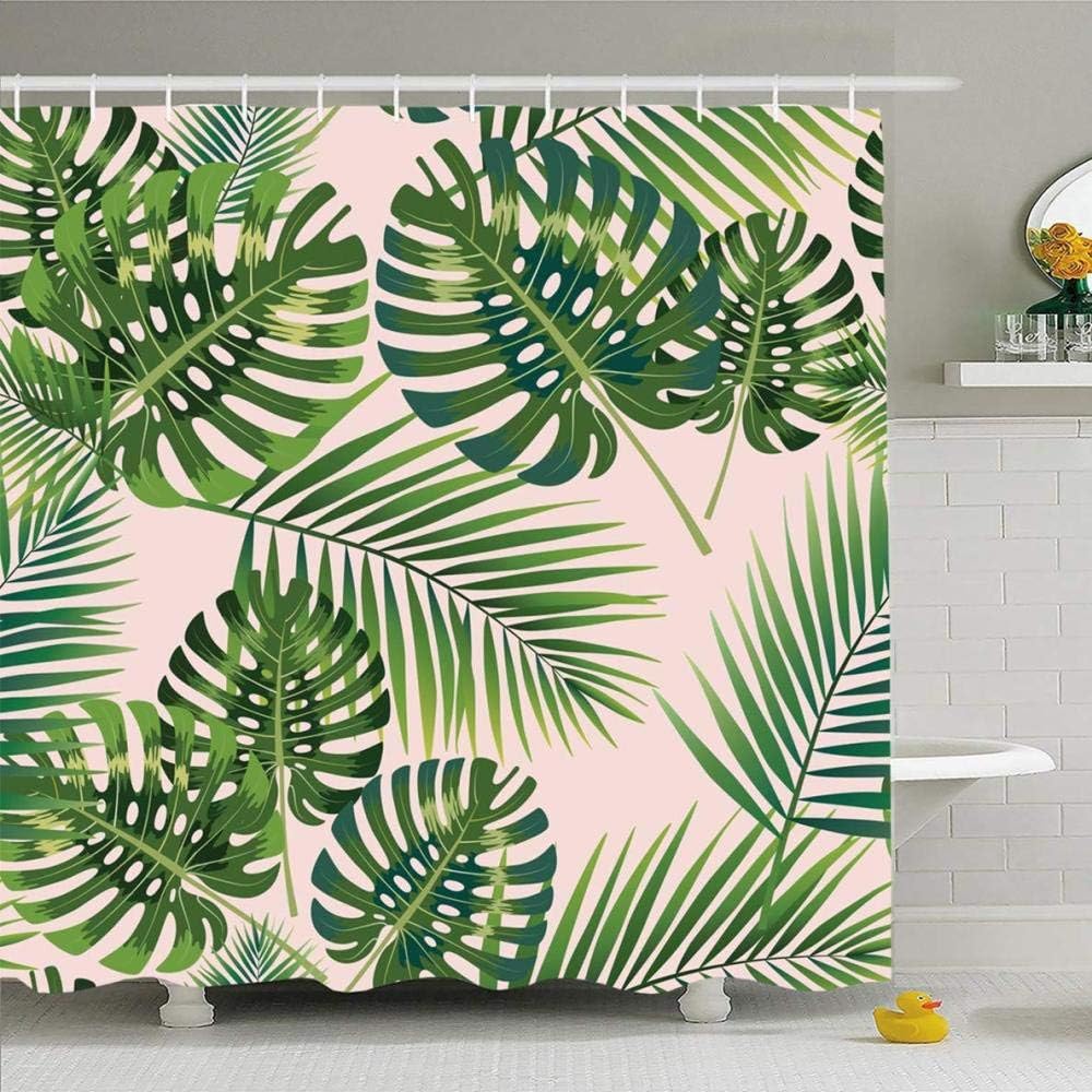 SZYINGXIN Shower Curtain for Bathroom Hawaiian Pink Leaf