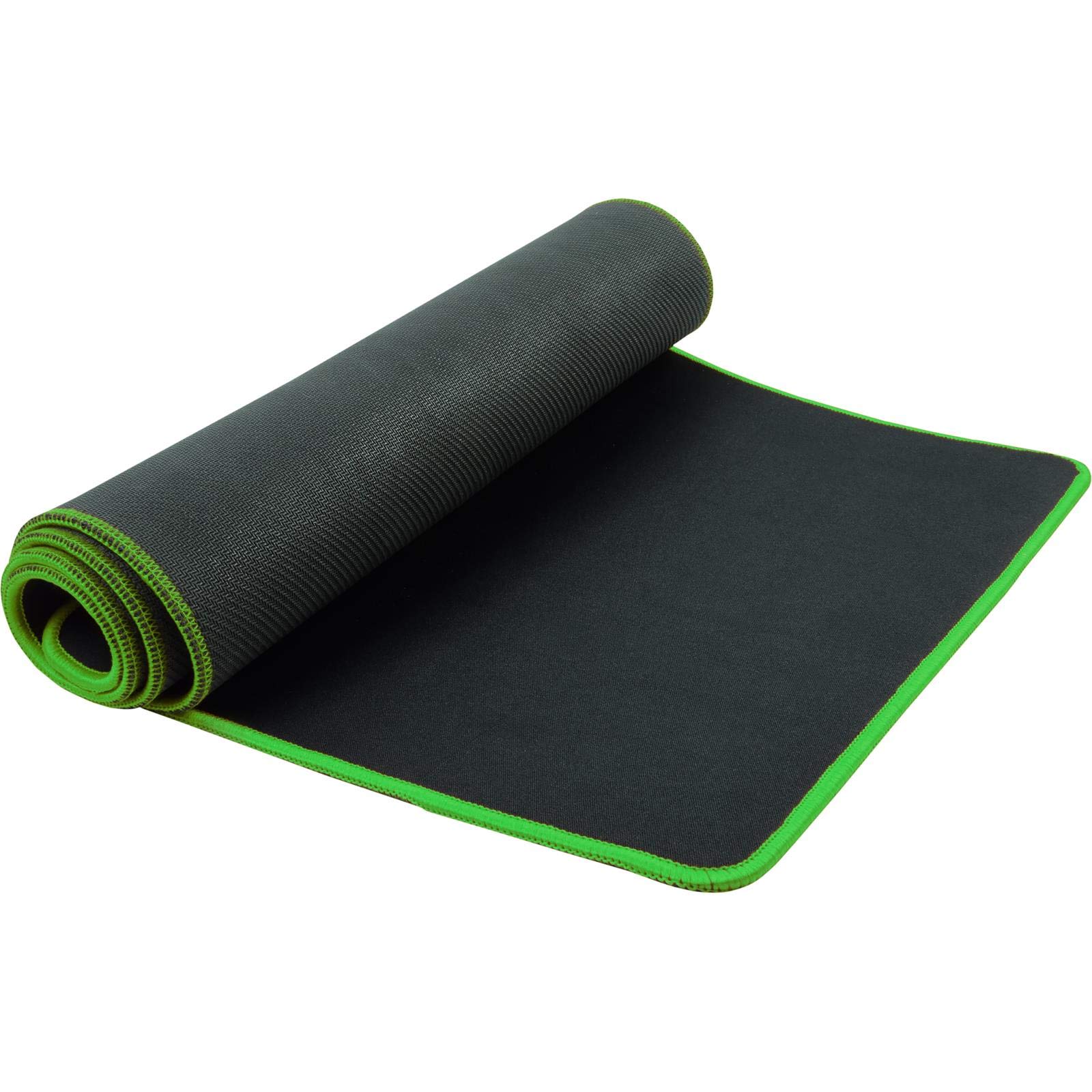 shibby XXL Gaming Mousepad for keyboard and mouse with green stitched edges