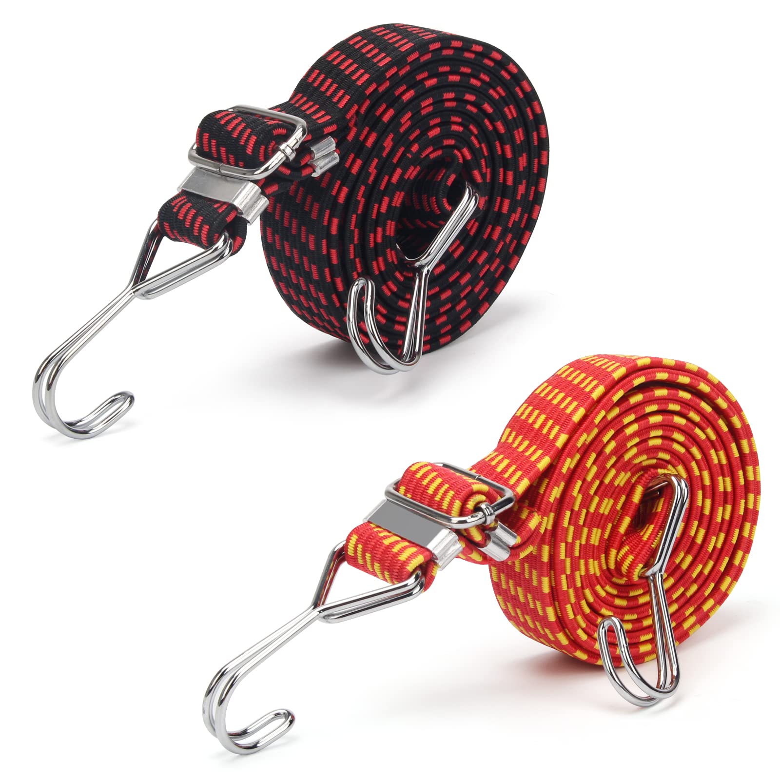 2 Pack 80 Inch Adjustable Flat Bungee Cords, AHIER