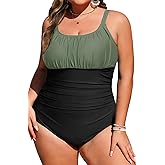Daci Plus Size One Piece Swimsuit - Women's Tummy Control Bathing Suit Retro Full Coverage Swimwear 2025
