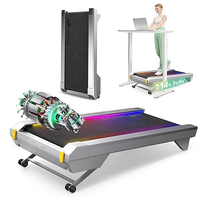 UREVO CyberPad Smart Walking Pad with 14% Auto Incline, Brushless Motorized Under Desk Treadmill for Office Fitness, Elegant Speed Lights, Spacious Surface, Digital Controller, AI-Powered App
