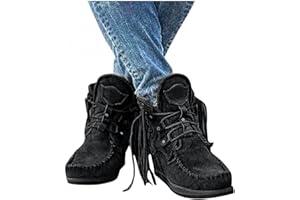 AODONG Booties for Women Low Heel V Cut Flat Ankle Boots Comfort Cowboy Combat Boots Fall Winter Boots Shoes