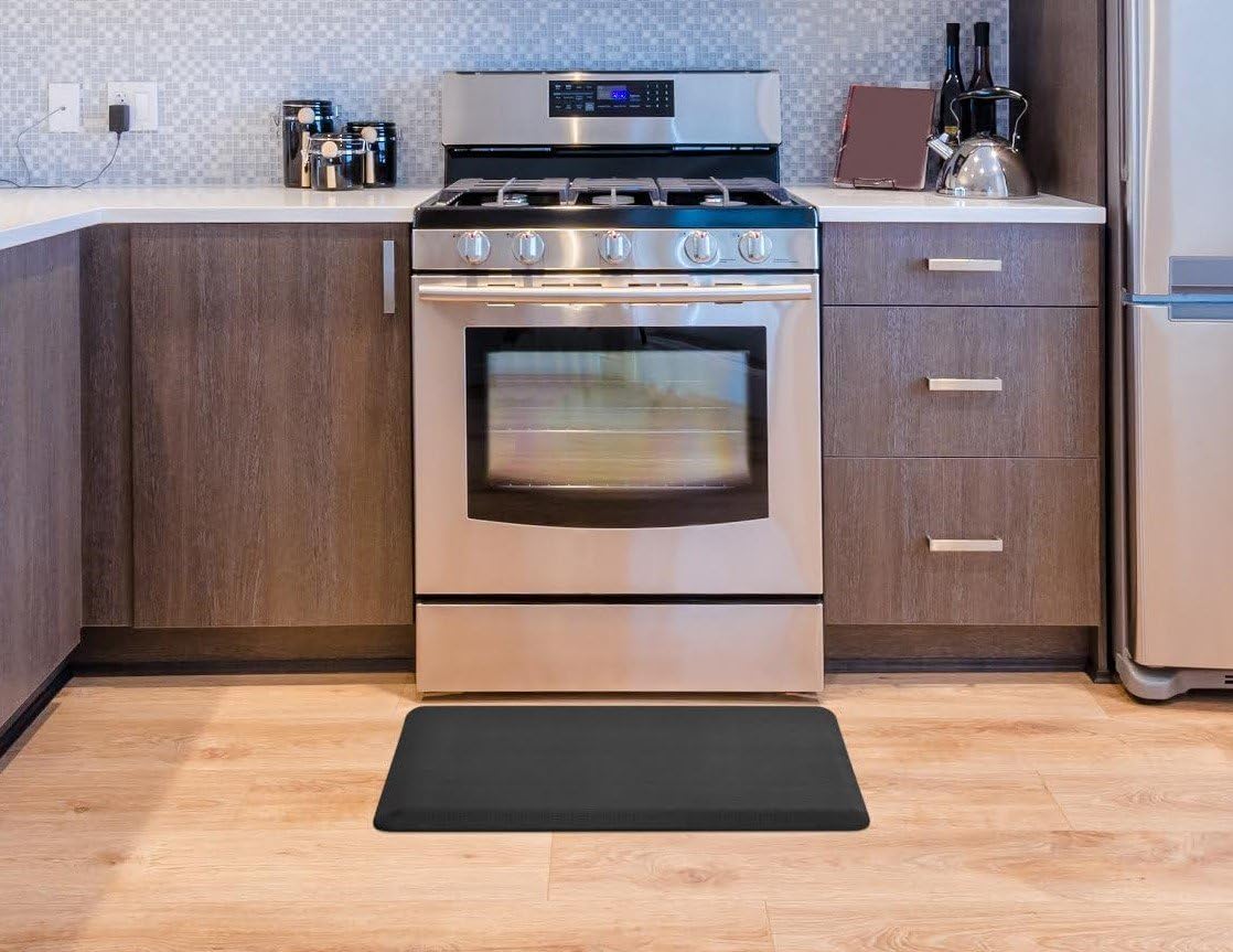 ComfiLife Anti Fatigue Floor Mat – 3/4 Inch Thick Perfect Kitchen Mat, Standing Desk Mat – Comfort at Home, Office, Garage – Durable – Stain Resistant – Non-Slip Bottom (20" x 32", Black): Kitchen & Dining