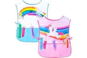 Kids Art Smock Girls Boys Artist Painting Apron with Pockets Sleeveless Smocks for Child 2-7 Years