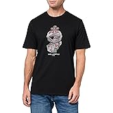 KARL LAGERFELD Mens Crewneck Short Sleeve Scribbled Armor Graphic Design Relaxed Fit T-Shirt