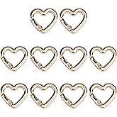 Pastlla 10pcs Heart Shape Key Ring Snap Hook Clip Key Holder Spring Snap Hook DIY Accessories for Bags Purses Keychains Jewelry Making Gold Style 1