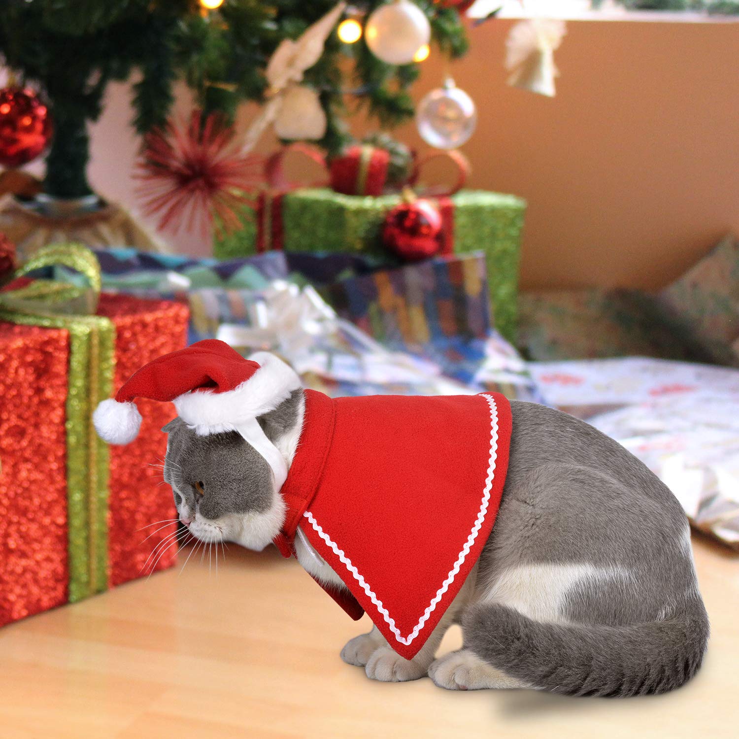 Legendog Cat Costume Pet Turkey Hat Thanksgiving Apparel Cats Small Dogs (Christmas Cloak and Christmas hat)