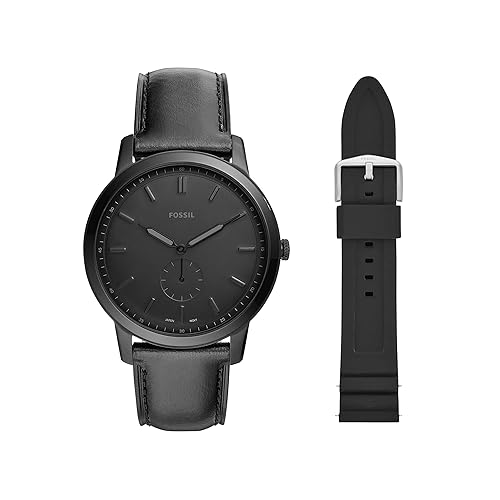 Fossil Men's Minimalist Quartz Stainless Steel and Eco Leather