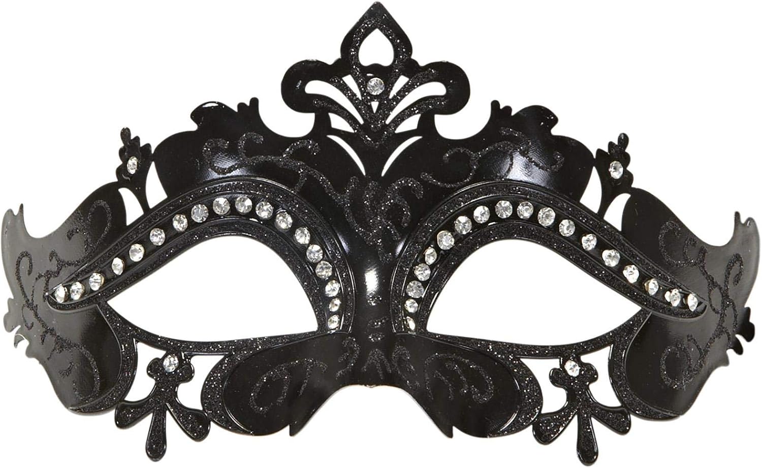 WIDMANN 11621 - Venice Mask With Glitter And Rhinestones, Adult Woman, Venetian Carnival, Eighteenth, Nineteenth Century, Black Color