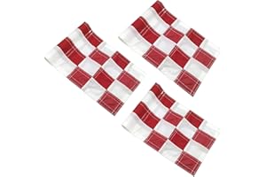 X·CELLENT Checkered Golf Flags with Tube Inserted,8” L x 6”H Mini Putting Green Flags for Yard Indoor Outdoor Backyard Garden, 420D Nylon Pin Flag (Red/White,3PK)