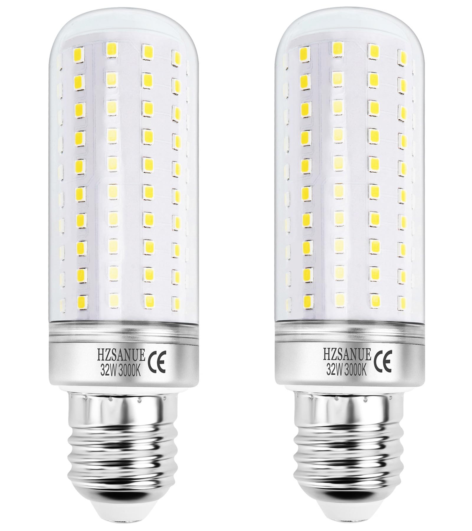 HZSANUE LED Corn Bulbs 32W, E27 Edison Screw Bulbs,3600Lm,3000K Warm White,240W Incandescent Bulbs Equivalent,Non Dimmable,Pack of 2
