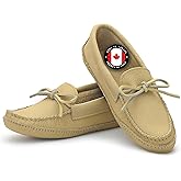 Laurentian Chief Moccasin Slippers for Men with Canada Quality Genuine Cowhide Leather, Single Lacing, Durable Comfortable Stylish Shoes for House Indoor