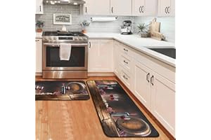 OUXIOAZ Wine Kitchen Rugs and Mats Non Skid Washable Absorbent Microfiber Kitchen Mat for Floor, Kitchen Mat Set of 2 Wine Kitchen Decor Stain Resistant 17"x47"+17"x30"