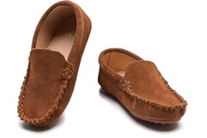 DADAWEN Toddler Little Kid Boys Girls Soft Suede Leather Slip On Flat Boat Dress Shoes Wedding Church Oxford Shoes Loafers
