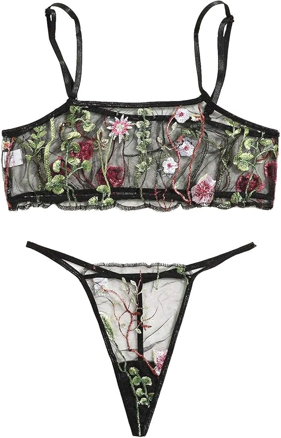 Lingerie Set for Women,Sexy Floral Embroidery Bralette