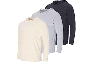 REAL ESSENTIALS 3 Pack: Men's Long Sleeve Rash Guard Hoodie Sweatshirt Sun Protection UPF UV SPF Fishing Shirt (Available in Big & Tall)