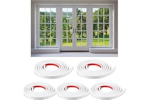 KEOHOLI 5 Rolls Total 32.8ft Window Grille Inserts Grid Kit Self Adhesive Peel and Stick Trim Simulated DIY Window Decorative PVC Strip Molding Trim for Window Frames (White)