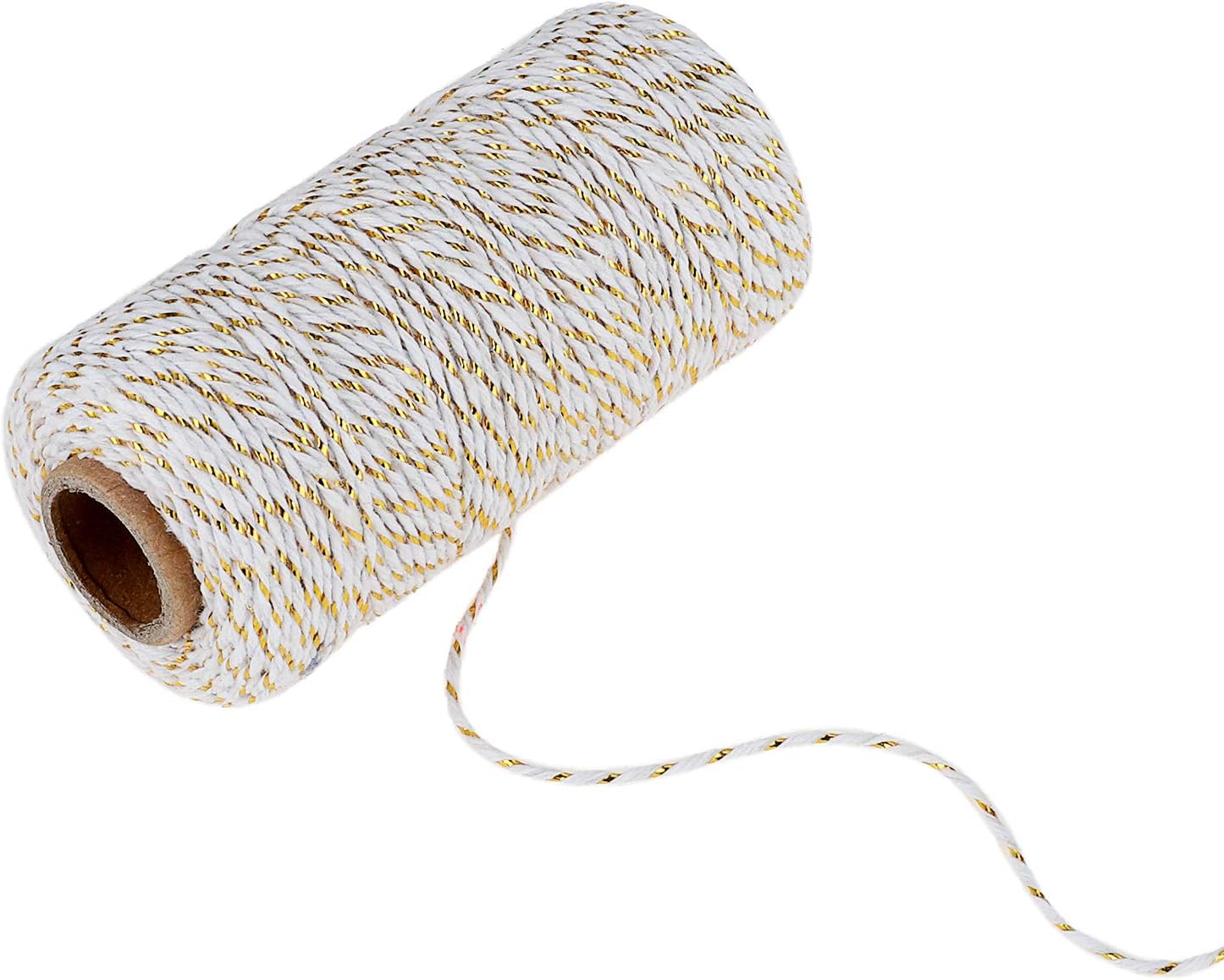Gold Twine String, Cotton Gold Bakers Twine, Christmas Gift Twine, 110 Yard 2 mm Gift Wrapping Holiday String Decorative Gold Metallic Twine Cotton Cord Rope : Office Products