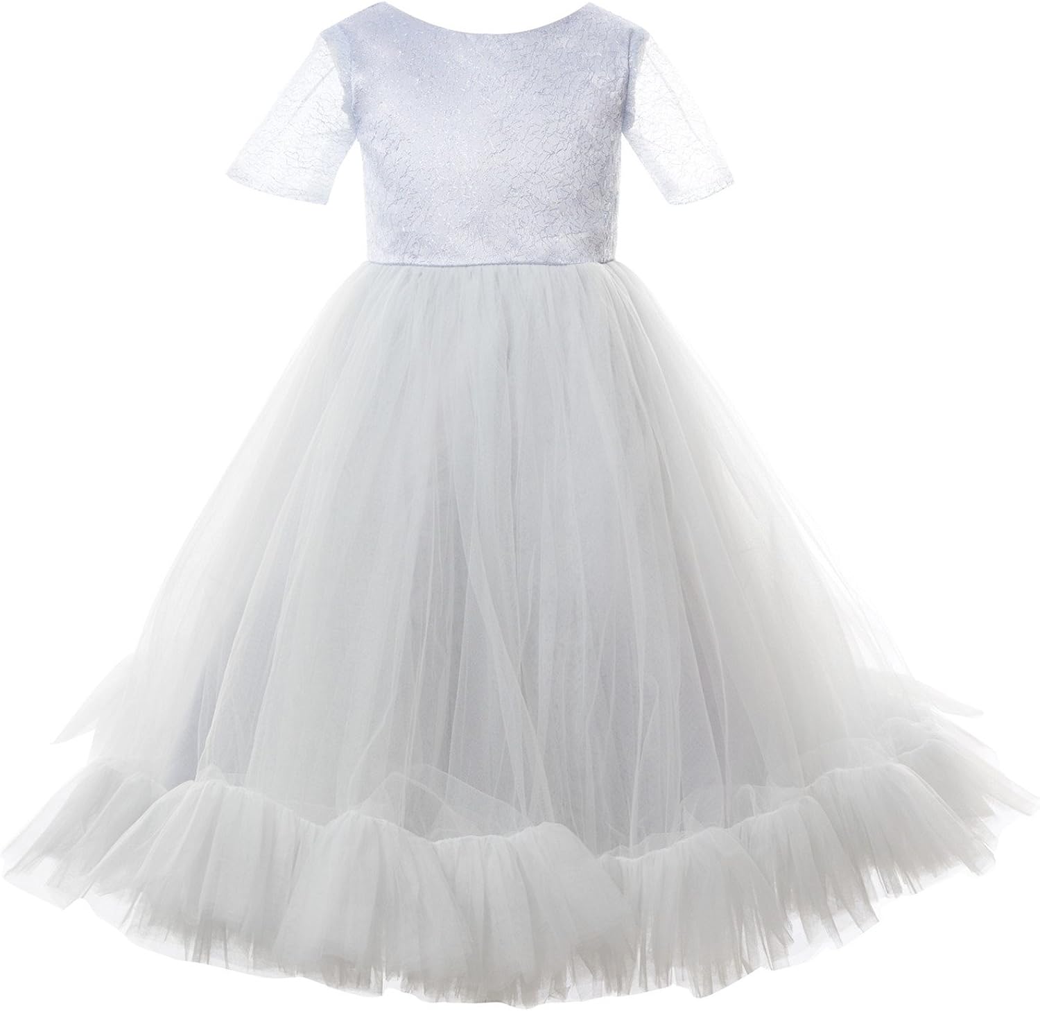 grey silver flower girl dresses