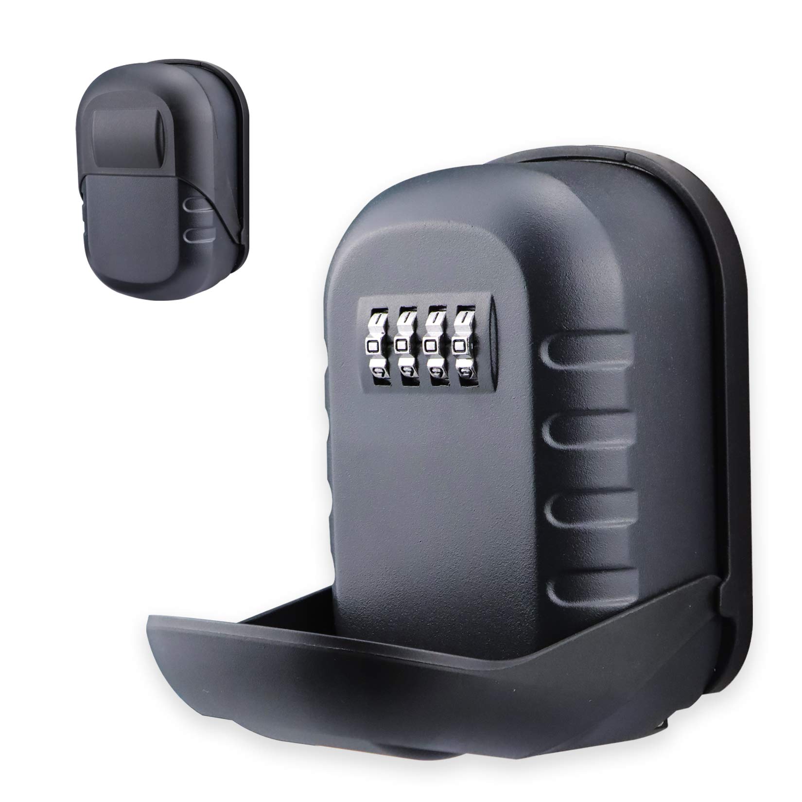 BenRich Outdoor Key Safe Wall Mounted, 4-Digit Combination Lock, Heavy Duty Weatherproof Key Storage Box for Airbnb, Care Workers, Cleaners, Office or Home Use (Black)