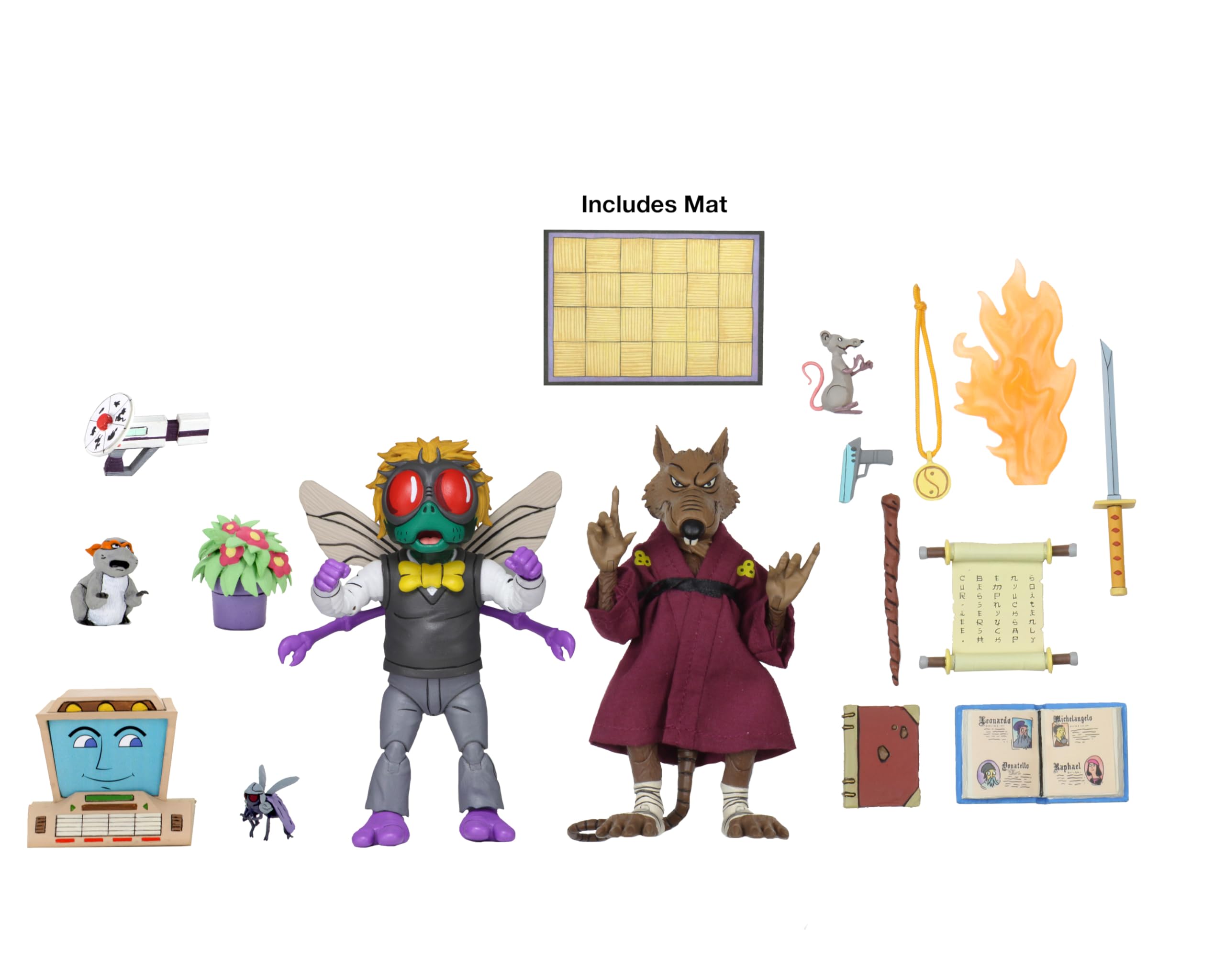 NECA 7" TMNT Cartoon Splinter & Baxter 2 Pack Figure