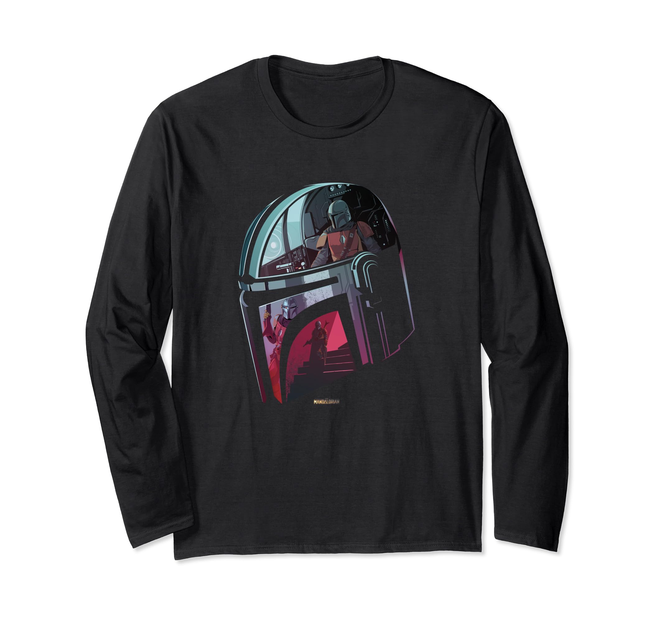 Star Wars The Mandalorian Helmet Scene Fill Long Sleeve T-Shirt
