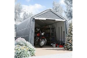 Quictent Heavy Duty 8x14FT Carport Shelter with Roll-Up Mesh Windows & Reinforced Frame, Portable Garage Canopy for Motorcycle Storage, Outdoor Equipment, Patio Furniture Cover - Dark Gray