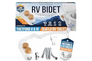 Clean Camper RV Bidet – Only Fits Thetford V, Thetford VI & SeaFlo Plastic Toilets – Not for Porcelain RV Toilets– Easy Install, Front & Rear Spray, Saves 80% TP – Best RV Bathroom Upgrade