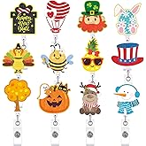 12 Pcs St. Patrick Day Day Badge Reels Rabbit Retractable Holiday Nurse Badge Clip Reels Holder Felt with Clip for Teachers Doctor Employees Volunteers Xmas Decor(Cute Style)