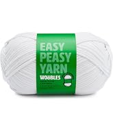 Woobles Easy Peasy Yarn for Beginners - Crochet &amp; Knitting Yarn, White | As seen on Shark Tank, Cotton-nylon blend, Medium worsted weight 4, Easy-to-see stitches, Soft and non-splitting, Amigurumi