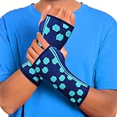 Sparthos Wrist Compression Sleeves (Pair), Carpal Tunnel Brace - Blue-S | Soft Wrist Support for Men &amp; Women, Medical Grade Elastic, Hand &amp; Forearm, Fits Left or Right, Arthritis Pain, Volleyball