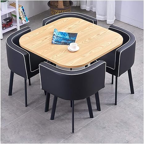 Amazon レジャーミニマリストテーブルと椅子の組み合わせモダンなデザインのダイニングテーブルと椅子 ホームリビングルーム研究アパートスポンジクッション革張りの椅子カフェレストラン会議室ホテル営業所 Color Black ダイニングチェア オンライン通販