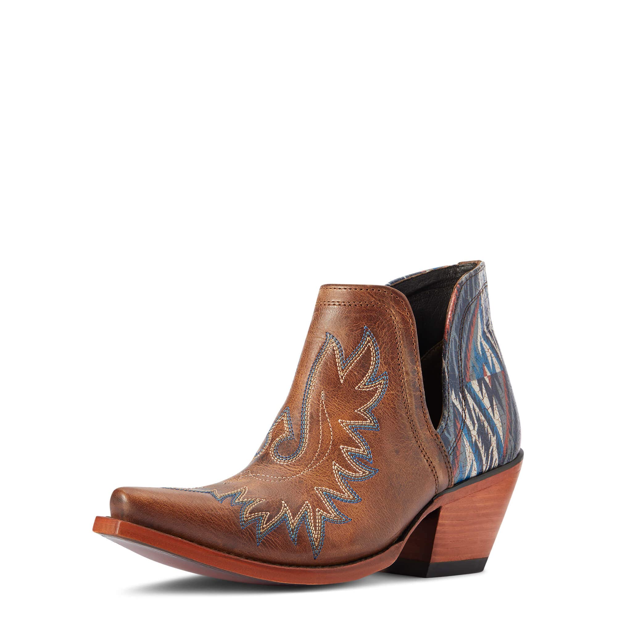 BMVY9 Womens Dixon Chimayo Western Boot Fiery Tan/New Mexico Navy Print 8.5