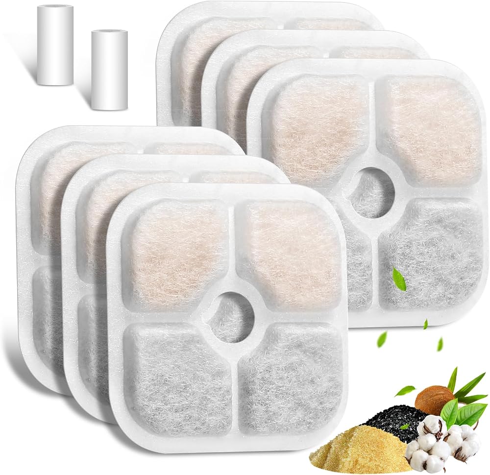 Mukkela Cat Water Fountain Filter 6-Pack Replacement Triple Action 2L/2.5L