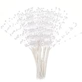 60 PCS Pearl Sticks for Flower Bouquet Pearl String, String of Pearls Bouquet Accessories, Filler Pearls Garland Beaded Pearl-Decor for Wedding Party Flower Bouquets Accessories (6 Bunches White)