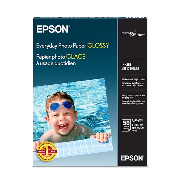 EPSON GLOSSY PHOTO PAPER 52 LBS., GLOSSY, 8-1/2 X 11, PACK OF 50 SHEETS (S041649)