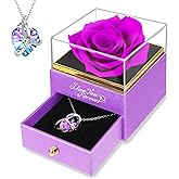 YAMPP Preserved Flowers Gifts for Women: Valentines Day Mothers Day Birthday Christmas Anniversary Wedding Gift for Mom Girlfriend Wife Grandma Forever Rose for Her Rose with Necklace