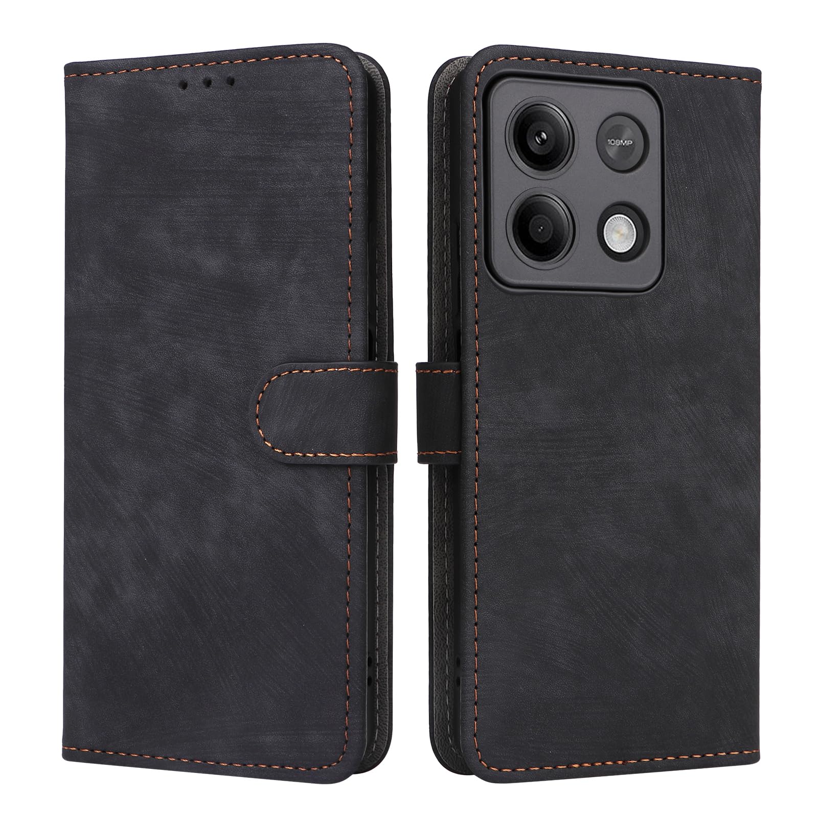 Unichthy Case for POCO M6 Pro Cover Shockproof Leather Wallet Case with [RFID Blocking] Credit Card Holder Stand Book TPU Flip Case Folio Phone Cover for Xiaomi POCO M6 Pro 4G Black — image 1