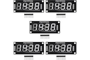 Diitao 5PCS TM1637 0.56" LED Display Digital Tube Decimal 7 Segment 4 Digit Clock Double Dots Drive Chip Tube Module Serial Driver Board with Pin Header (White)