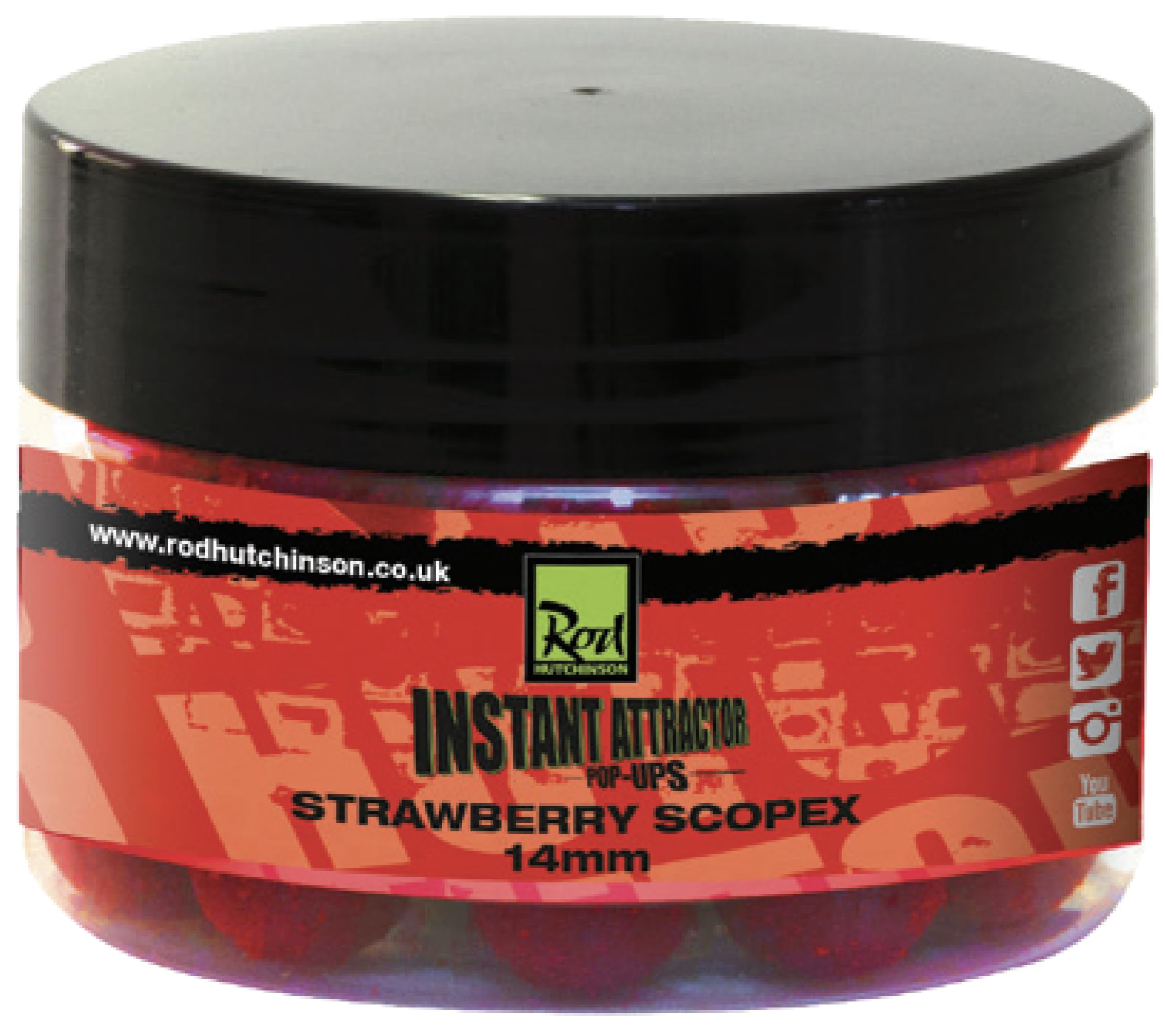 Rod Hutchinson Instant Attractor Pop-Ups 14mm: Strawberry Scopex
