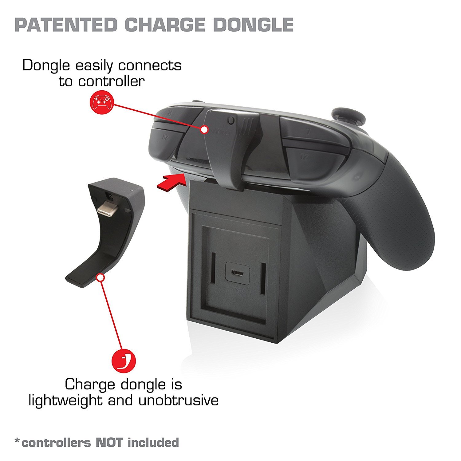 Nyko Charge Block Pro - Pro Controller Charging Station with patented charge dongle and included Micro-USB/AC Power Cord for Nintendo Switch: Video Games