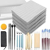 ReArt Oven Bake Polymer Clay White, Non Toxic 4.4Lbs with Pottery Tools & Paint Brushes Great for Modeling, Sculpting, Holida