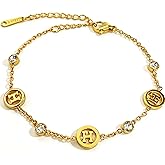 MUNIGSMUR Gold Plated Link Bracelet with Cubic Zirconia for Women Trendy Adjustable Simple Chain Bracelets Dainty Jewelry Gift for Women