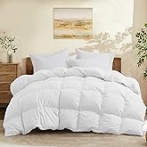 Joysoul Queen Size Down Comforter - All Season Ultra Soft Goose Down & Feather Fiber Fill, Luxury Hotel White Duvet Insert with Corner Tabs (88" X 88")