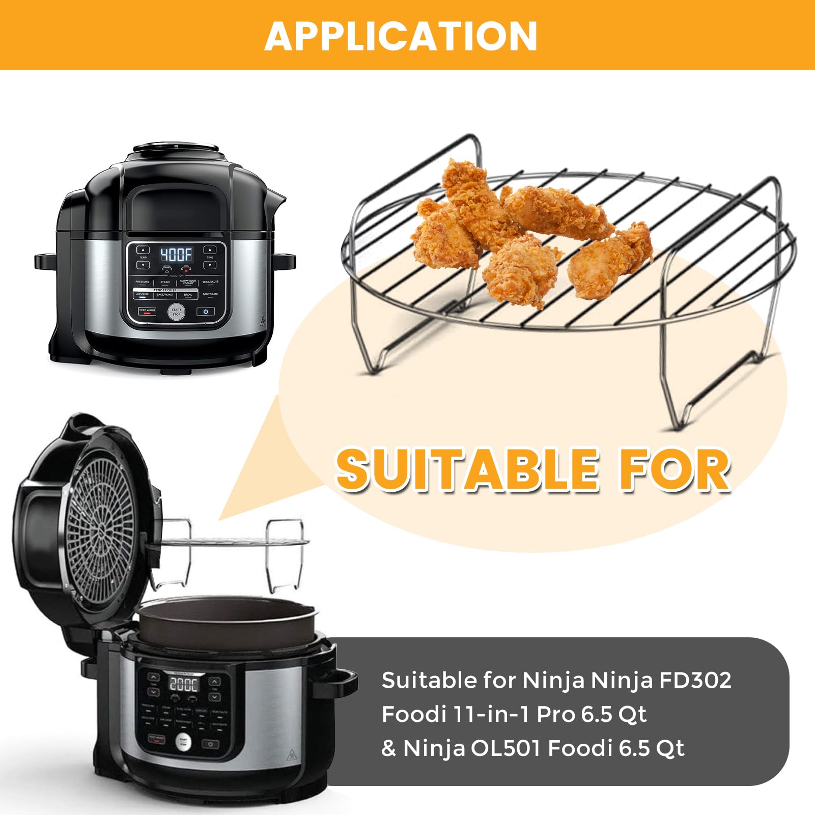 GWY Air Fryer Accessories for Ninja Foodi 6.5QT FD302 Air Fryer Pressure Cooker, 9.2'' Round Air Fryer Replacement Parts for Ninja Foodi 5QT FD101 6.5QT OS301 Instant Pot Pro Duo 8 QT Air Fryer