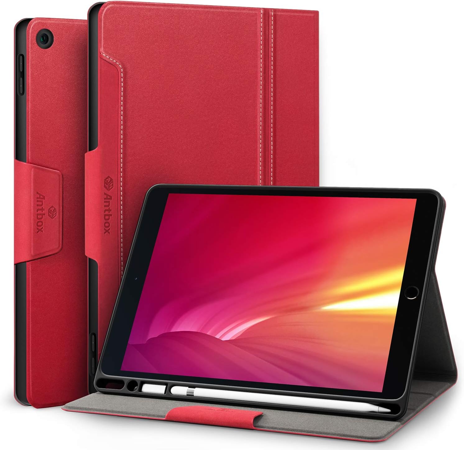 Antbox Case for iPad 9.7 6th/5th Generation 2018/2017 with Built-in Apple Pencil Holder Auto Sleep/Wake Function PU Leather Smart Cover