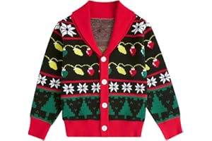 UNICOMIDEA Baby Boys Christmas Cardigan Sweater Toddler Kids Cute Reindeer Knitted Xmas Jumper 12M-4T
