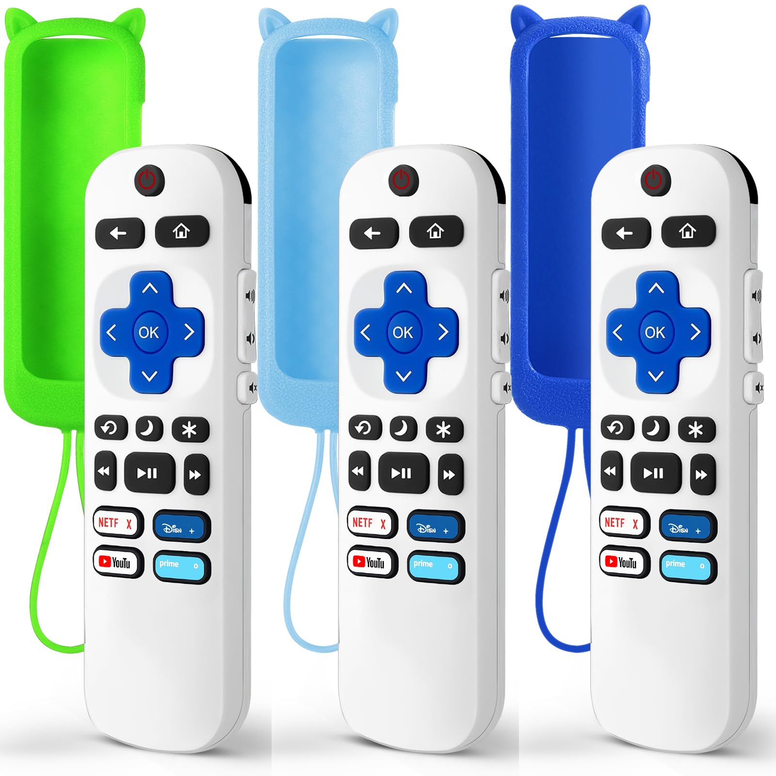 Photo 1 of (Pack of 3) Replacement Remote Only for Roku TV with Soft Silicone Protective Cover (Glow in The Dark), Universal Remote for TCL/Onn/Hisense/Sharp/Element/Philips Roku Smart TV (Elegant White)