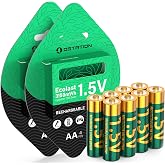 Ostation 1.5V AA Rechargeable Lithium Batteries 2100mAh 8 Pack 3150mWh | Smart BMS Li-ion, Constant 1.5V Output, 1000+ Cycles, Fast Charging, Constant Voltage for Cameras, Controllers, Flashlights
